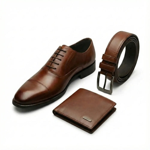 Men’s Oxford Shoes – Premium Leather Elegance with Complimentary Belt & Wallet - Beaumont & Lane