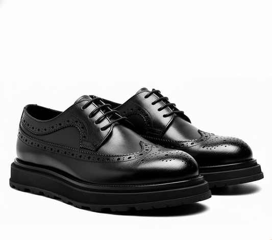 British Men’s Leather Shoes – Thick Sole Retro Brogues for Wedding & Business - Beaumont & Lane