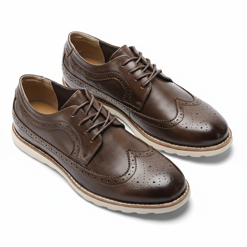 Men’s Casual Business Brogue Shoes – Classic Retro Lace-Up Flats - Beaumont & Lane