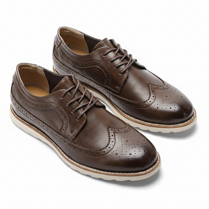 Men’s Casual Business Brogue Shoes – Classic Retro Lace-Up Flats - Beaumont & Lane
